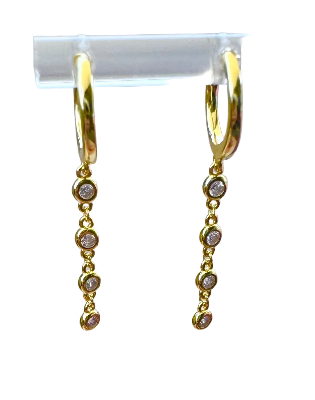 Sterling Silver 14 Karat gold plated classic bezel mini drop Huggie Earrings