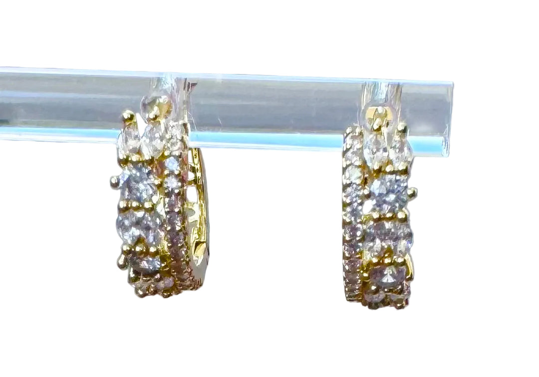 Double Row Sterling Silver 14 Karat Gold plated Hoop Earring
