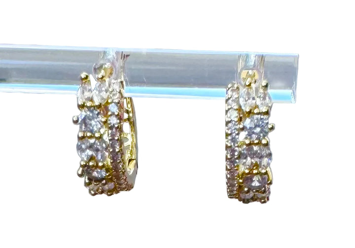 Double Row Sterling Silver 14 Karat Gold plated Hoop Earring