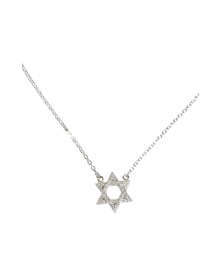 N032 Sterling Silver 18 K plated Star of David Pendant CZ Stones
