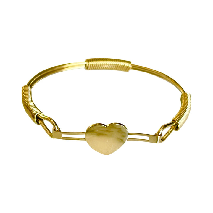 B030 Stainless Steel Gold Plated Heart Bracelet