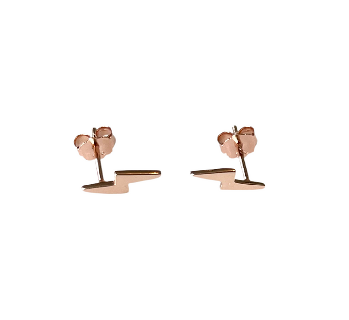 SME007 Sterling Silver 14K Rose Gold Lightning Bolt Earrings