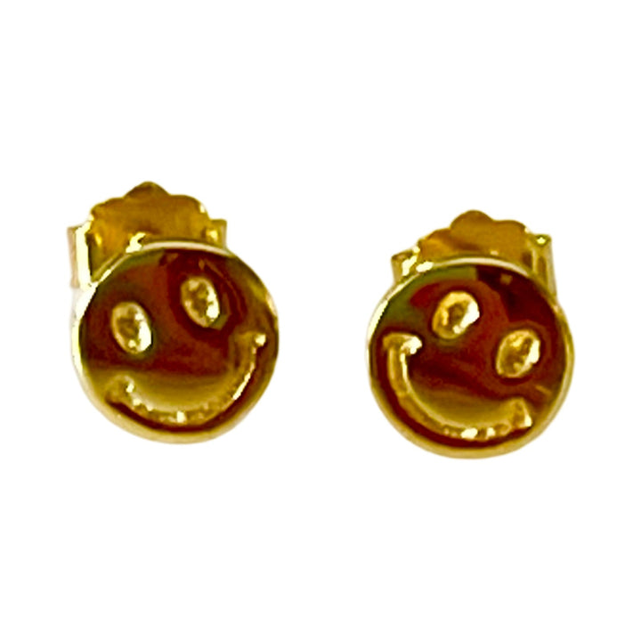 SME002 Smiley Face Yellow Gold Earrings