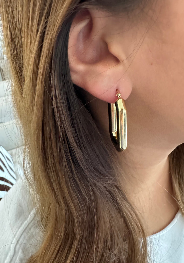 Stainless Steel Rectangle Large Hoop Earrings