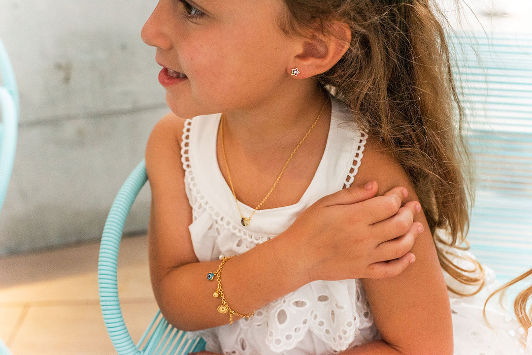 B022 Multi charm gold filled Bracelet