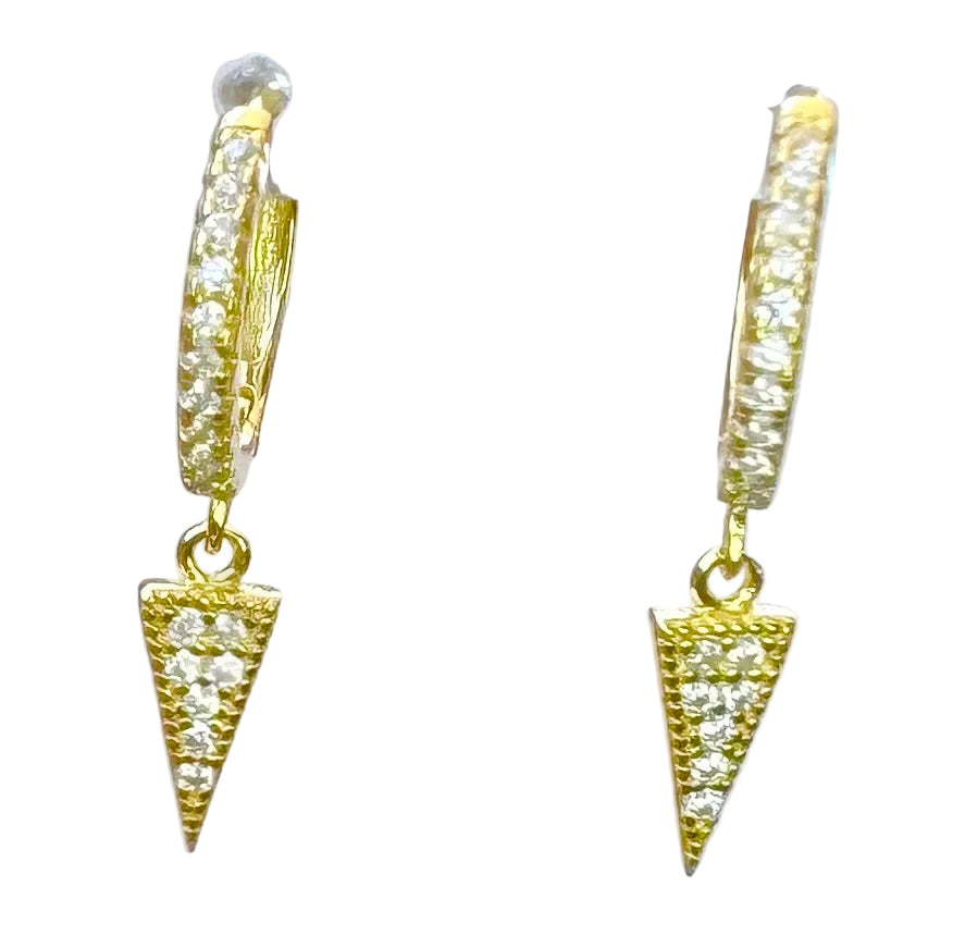 Spike and Beaded Huggie Hoop Sterling Silver 14 Karat Gold plated Hoop Earrings