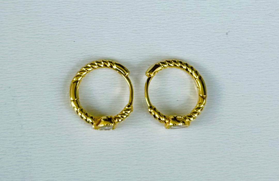 Sterling Silver 14 Karat gold plated Heart Twisted Rope Huggie Earrings