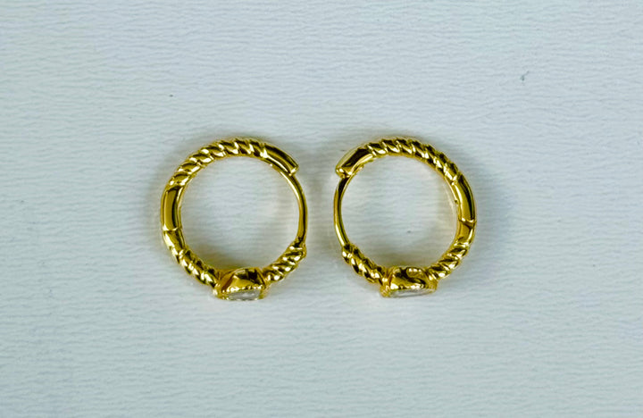 Sterling Silver 14 Karat gold plated Heart Twisted Rope Huggie Earrings