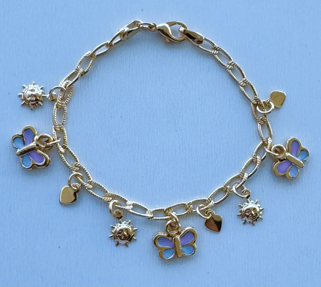 Butterfly charm gold bracelet