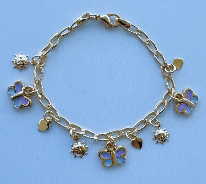 Butterfly charm gold bracelet