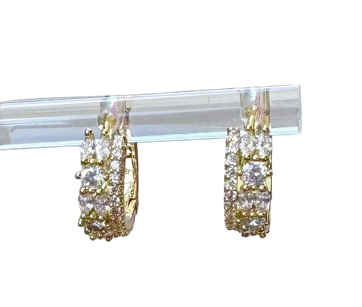 Double Row Sterling Silver 14 Karat Gold plated Hoop Earring