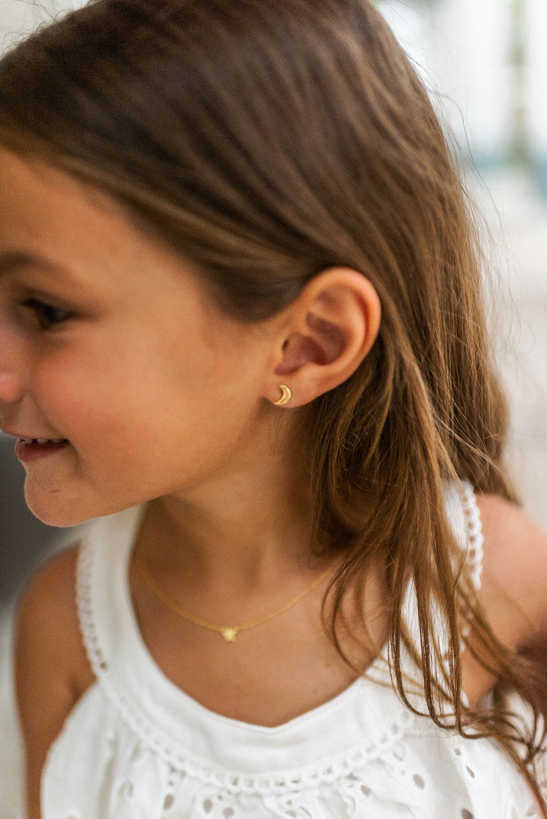 SME003 Yellow Gold Moon and  Star Earrings