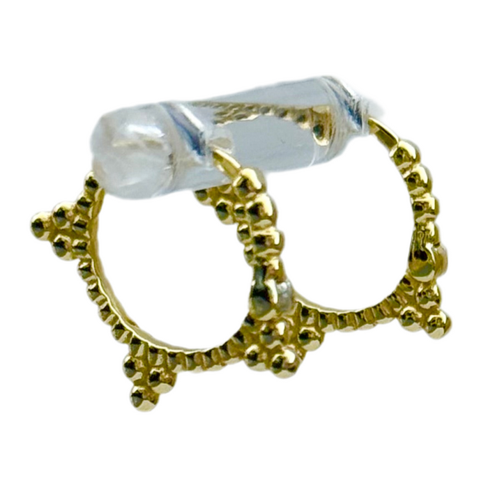 Spike Bead Huggie Hoop Sterling Silver 14 Karat Gold plated Hoop Earrings