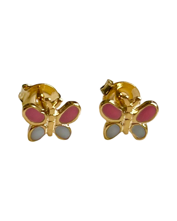 SME012 Pink Butterfly Enamel Earrings