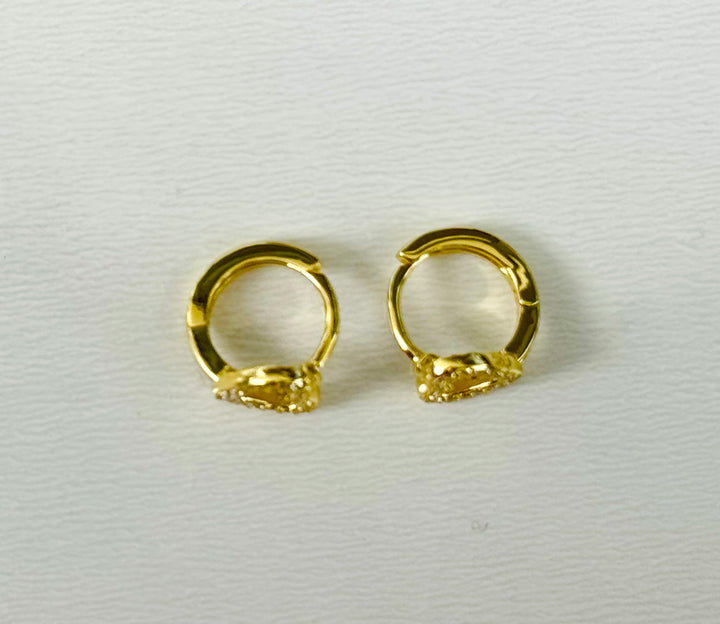 Sterling Silver 14 Karat gold plated mini Heart Huggie Earrings