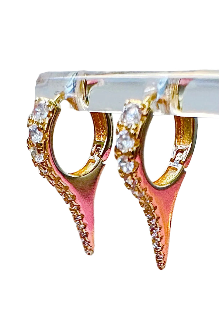 Spike Huggie Brass 18K Gold plated Huggie Earrings
