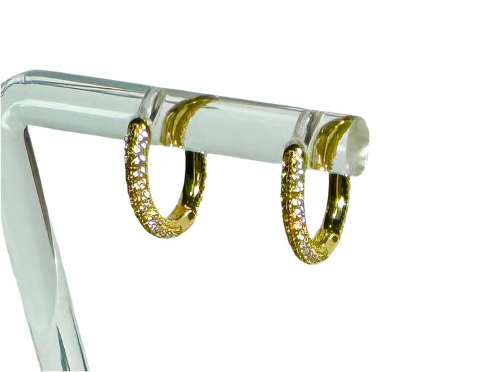 Huggie Pave Yellow Gold Hoop Earrings