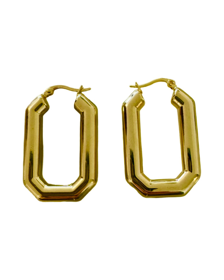 Stainless Steel Rectangle Large Hoop Earrings