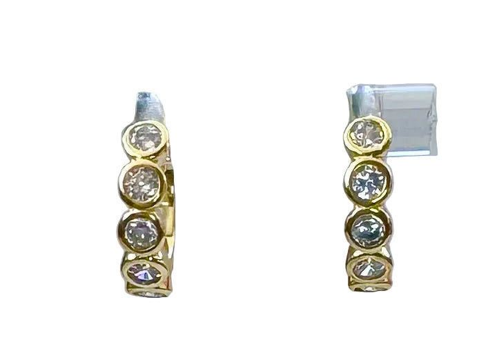 Sterling Silver 14 Karat gold plated classic bezel mini Huggie Earrings