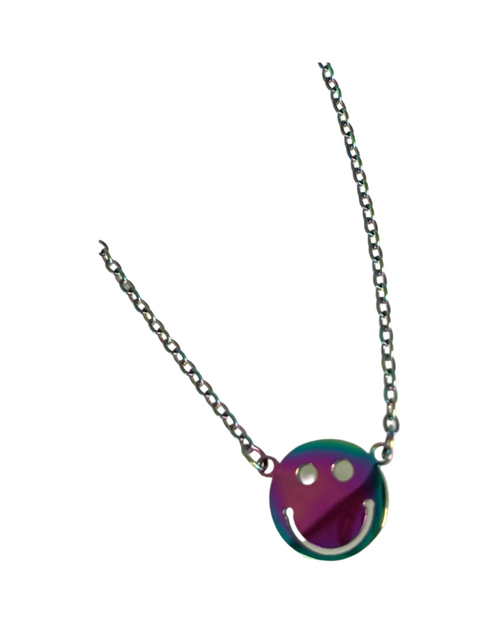 N059 Rainbow Stainless Steel Smiley Pendant