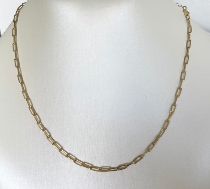 Paper clip  Necklace Sterling Silver 14KY plated