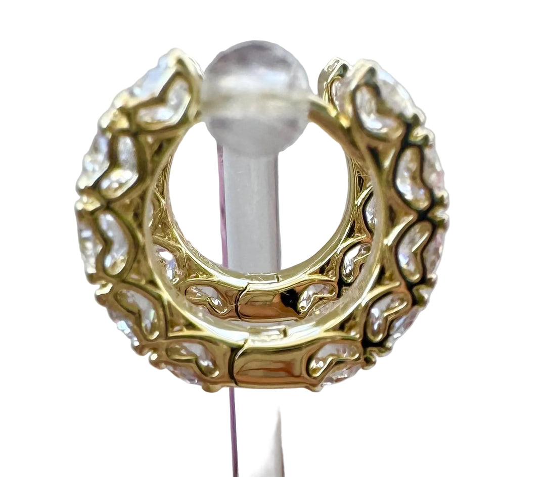 Sterling Silver 14 Karat gold plated classic prong hoops with heart mounting