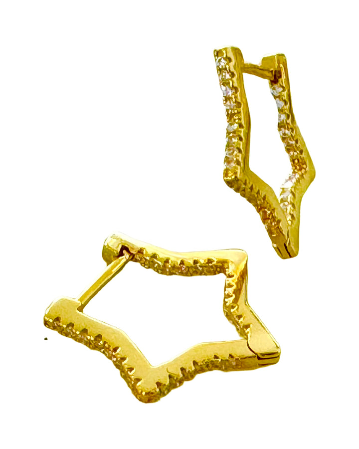 Sterling Silver 14 Karat gold plated Star Shaped Hoop Earrings