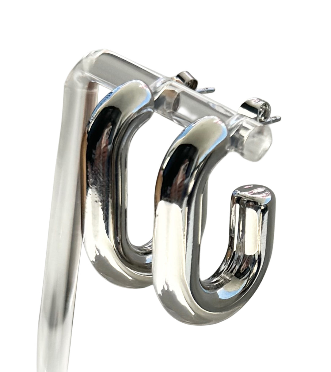 Stainless Steel Rectangle Hoop Earrings