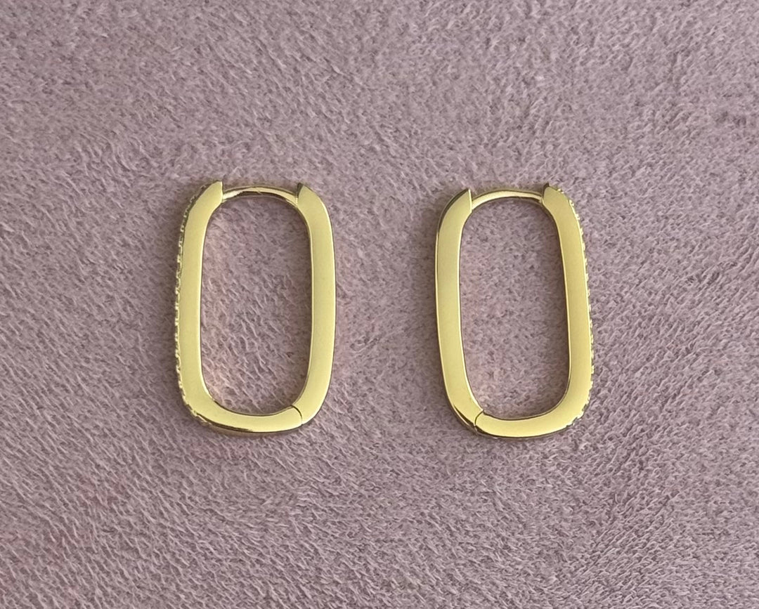 Sterling Silver Rectangle Shape Hoop Earrings