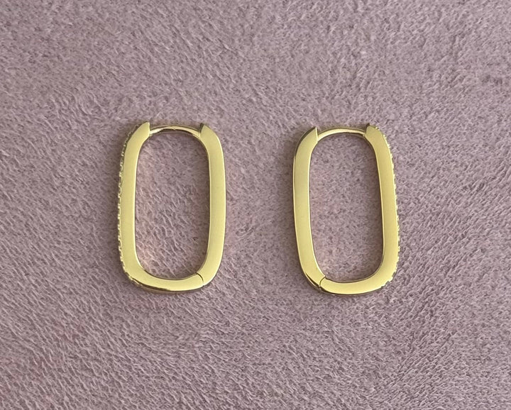 Sterling Silver Rectangle Shape Hoop Earrings