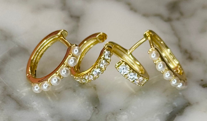 One pierce double hoop earr cuff pearl
