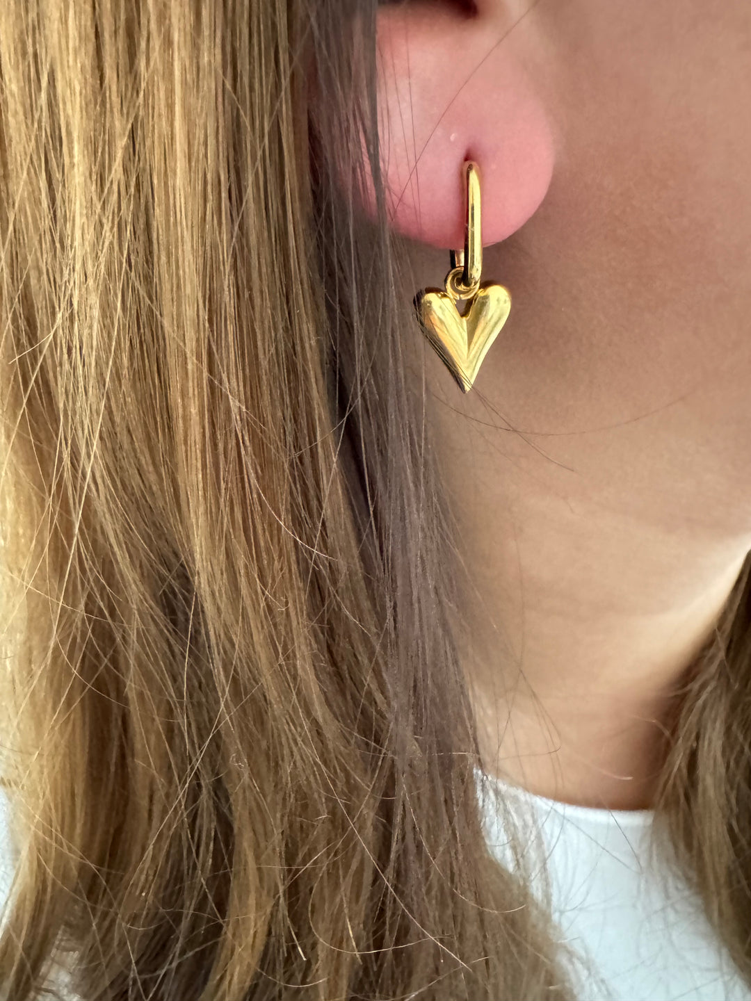 Stainless Steel Heart Drop Shape Hoop Earrings
