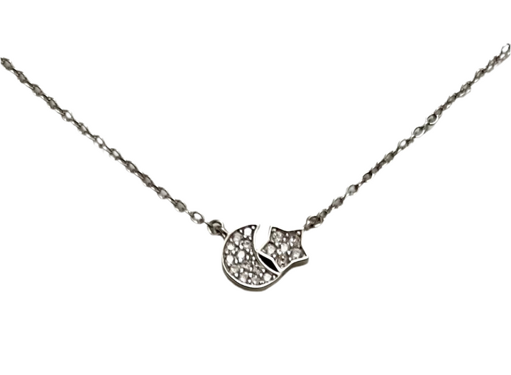 N011 Star and Moon Pave Pendant