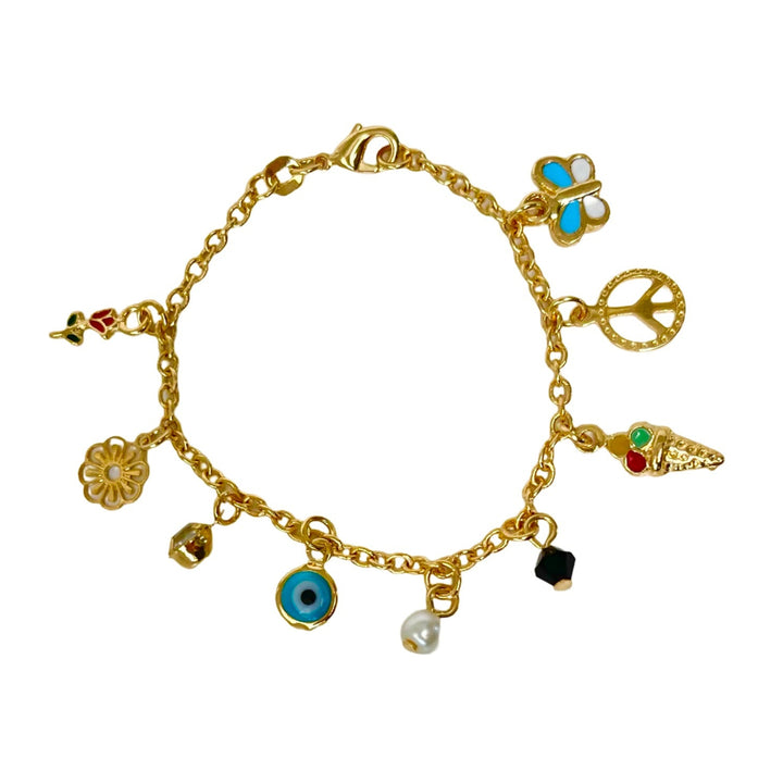 B022 Multi charm gold filled Bracelet