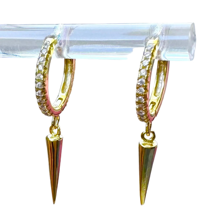 Spike Drop Sterling Silver 14 Karat Gold plated Hoop Earrings (Copy)