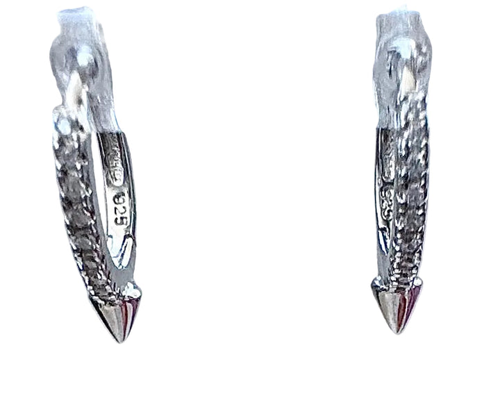 Mini Spike and Beaded Huggie Hoop Sterling Silver Hoop Earrings