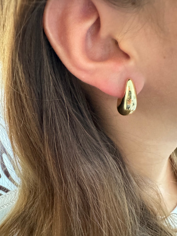 Stainless Steel Tear Drop Shape Hoop Earrings