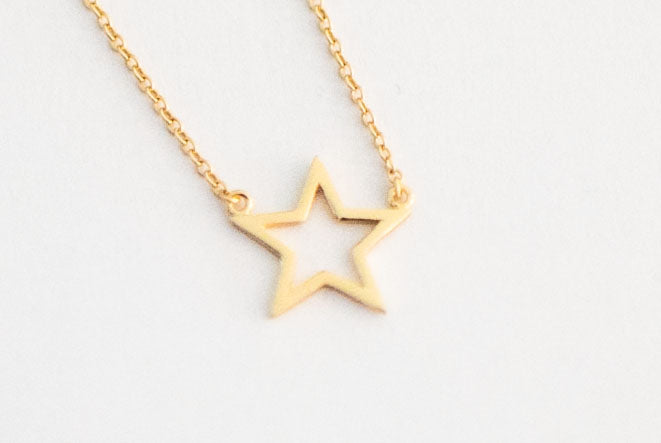 SMP005 Open  Star Pendant Yellow Gold
