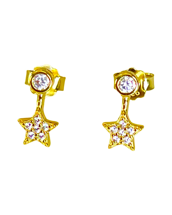 E060 Star Bezel earrings 14KY plated