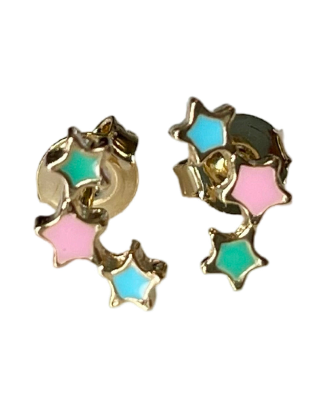 SME011 3 Star Enamel Cluster Earrings