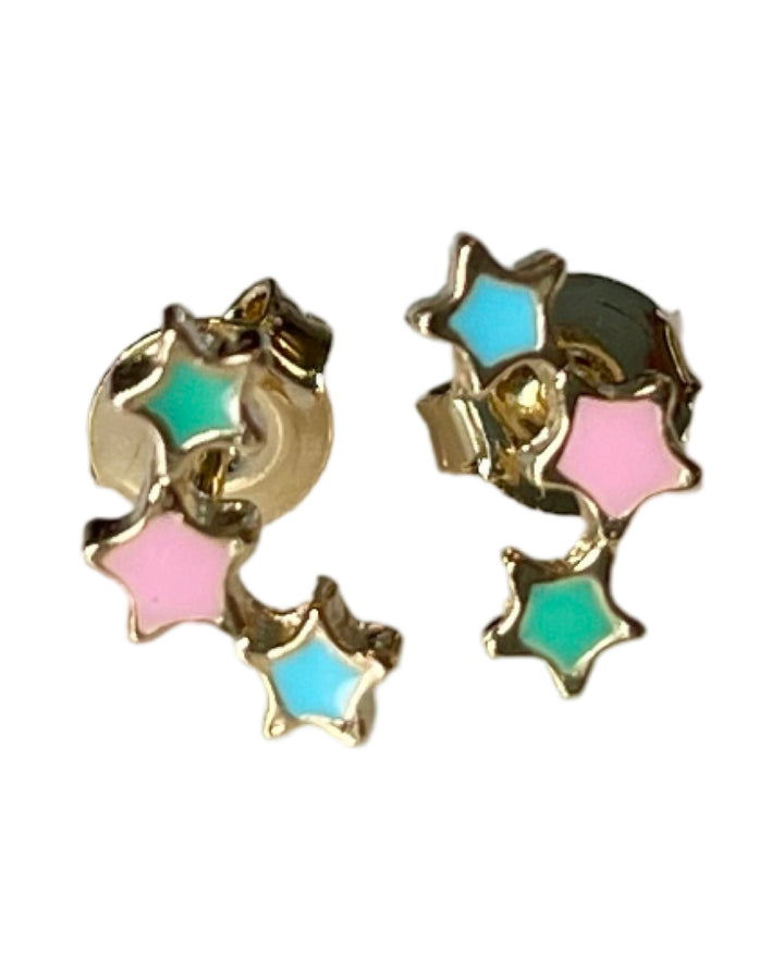 SME011 3 Star Enamel Cluster Earrings