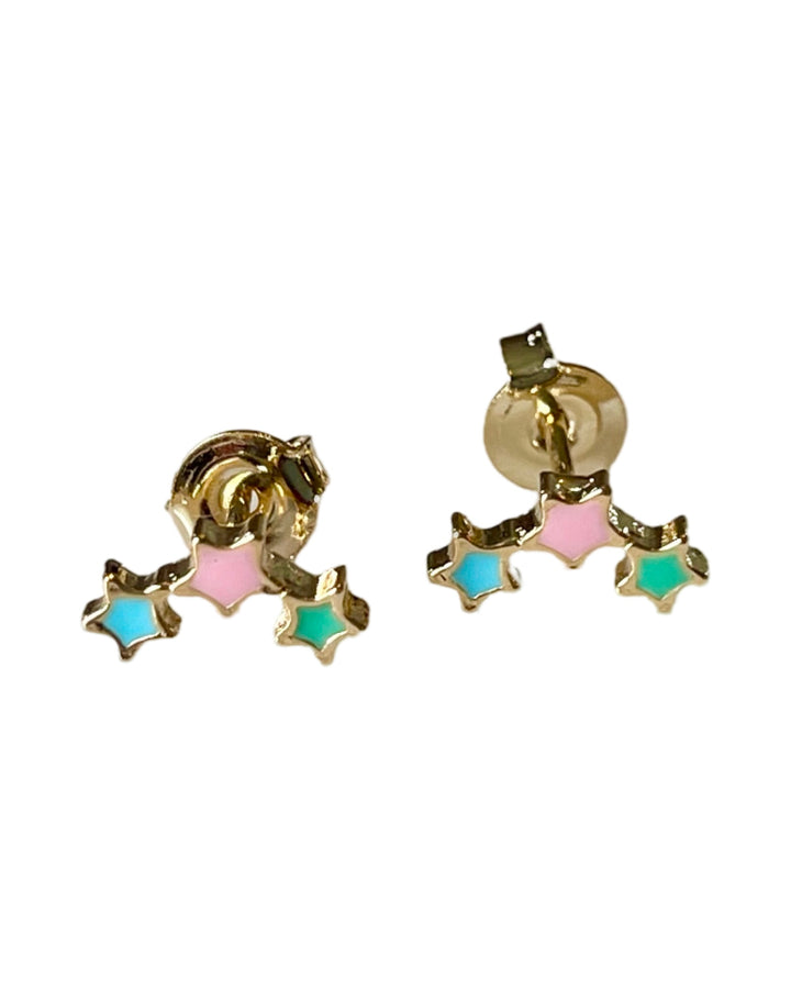 SME011 3 Star Enamel Cluster Earrings
