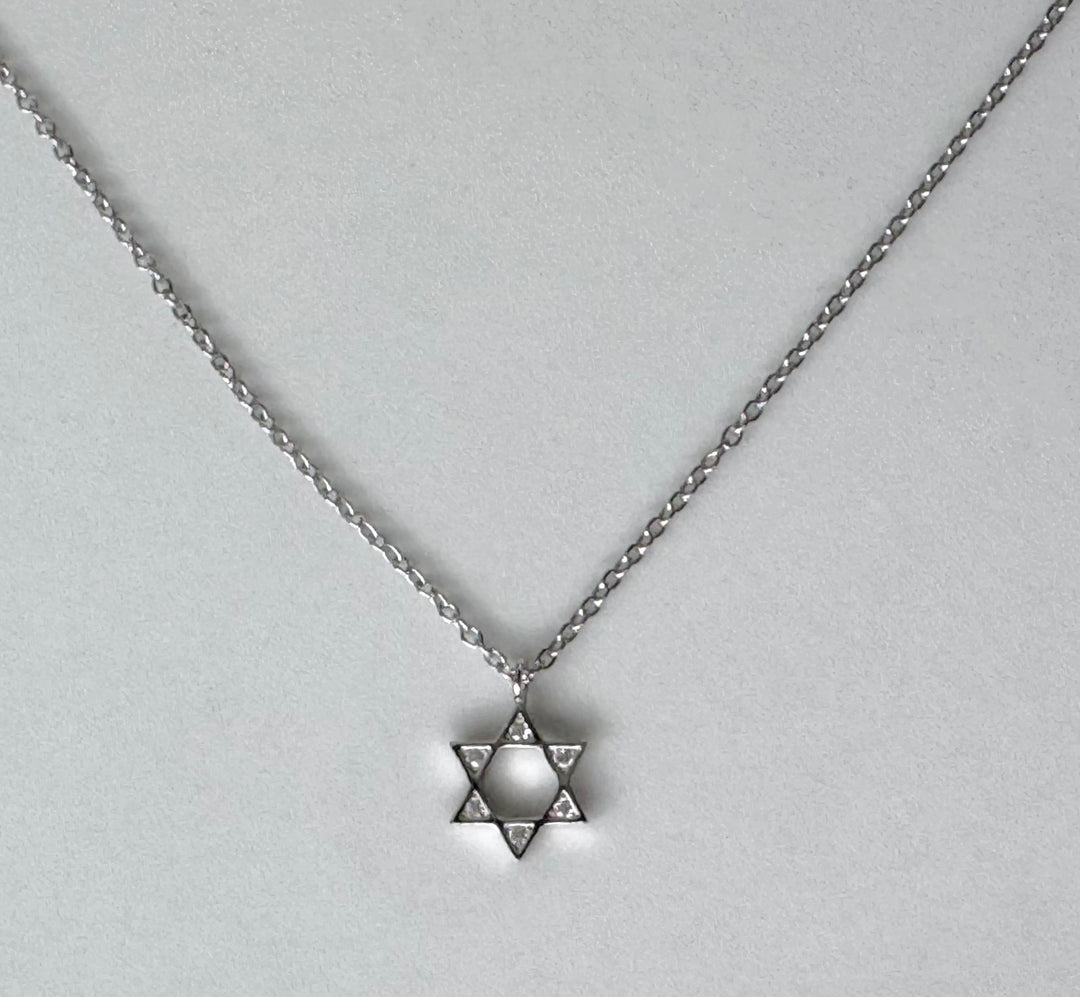 Sterling Silver 14K plated Star of David Pendant CZ Stones