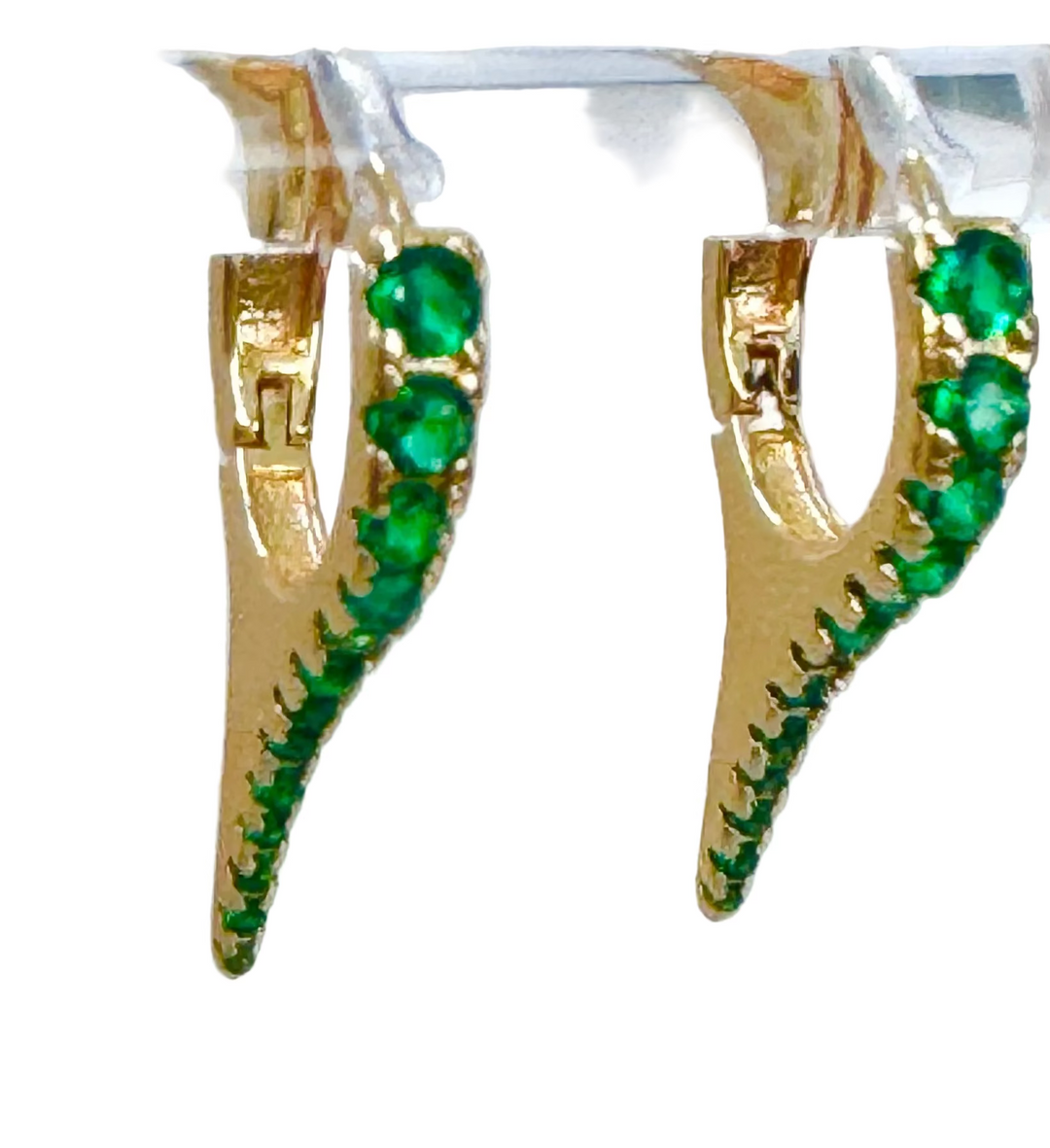 Spike Huggie Sterling Silver 14 Karat Gold plated Hoop Earrings