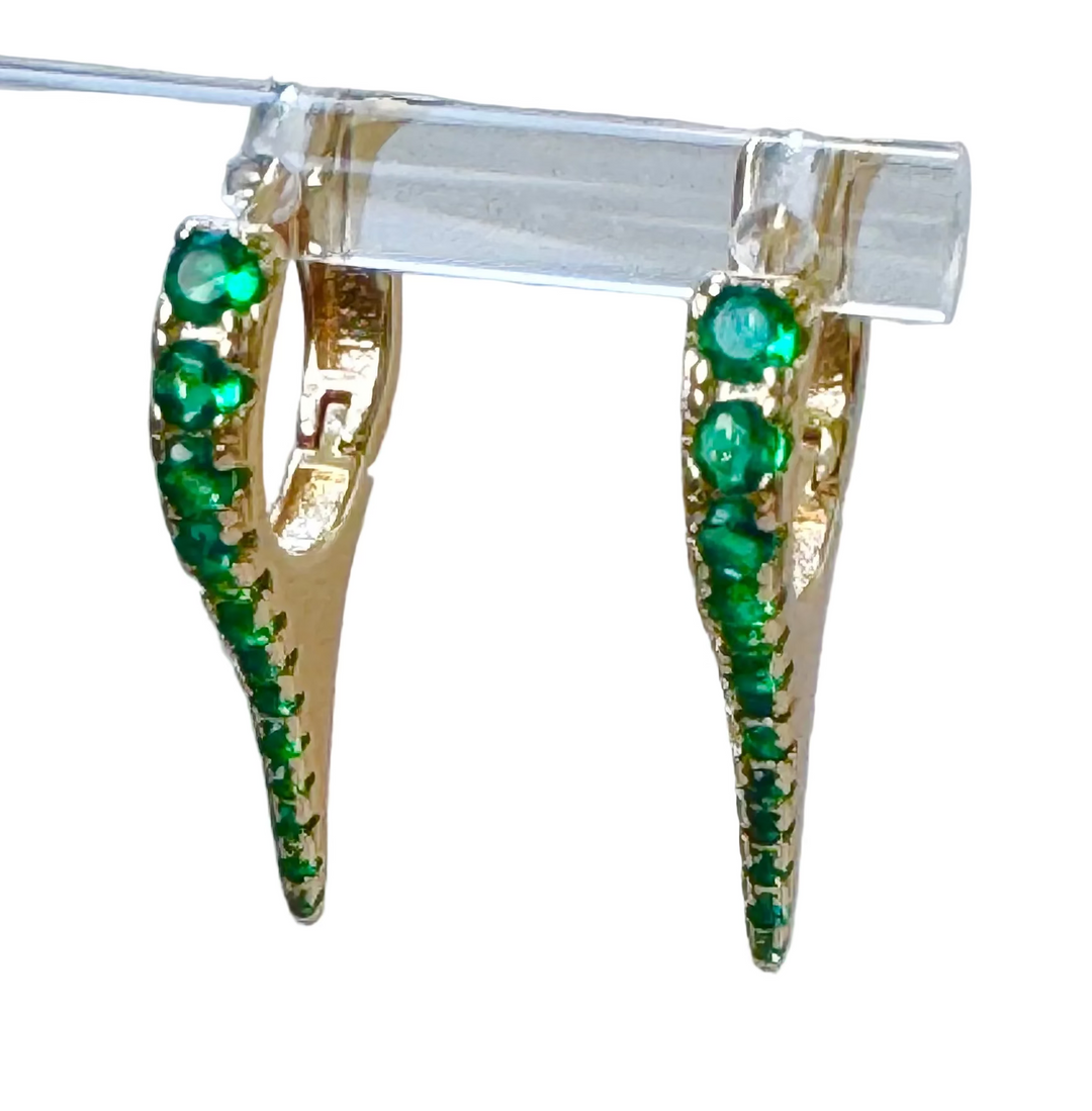 Spike Huggie Sterling Silver 14 Karat Gold plated Hoop Earrings