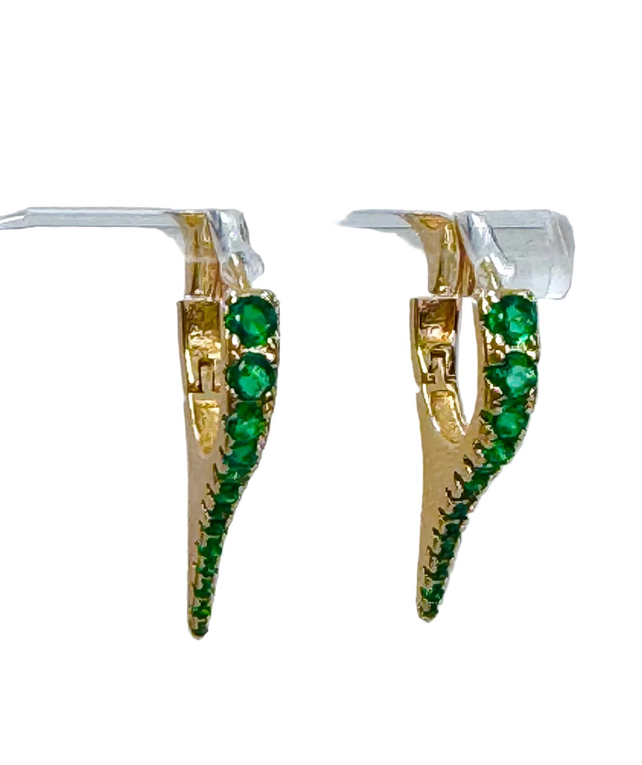 Spike Huggie Sterling Silver 14 Karat Gold plated Hoop Earrings