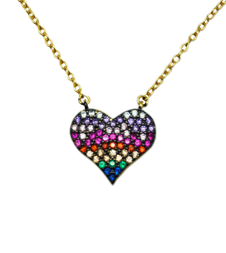 N043 Multicolor Heart  Drop Pendant