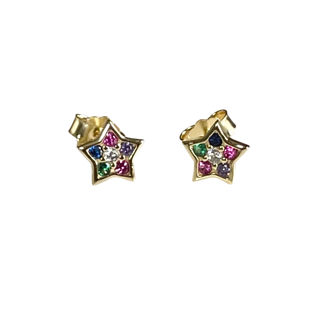 E010 MultiColor  Star Gemstone Earrings