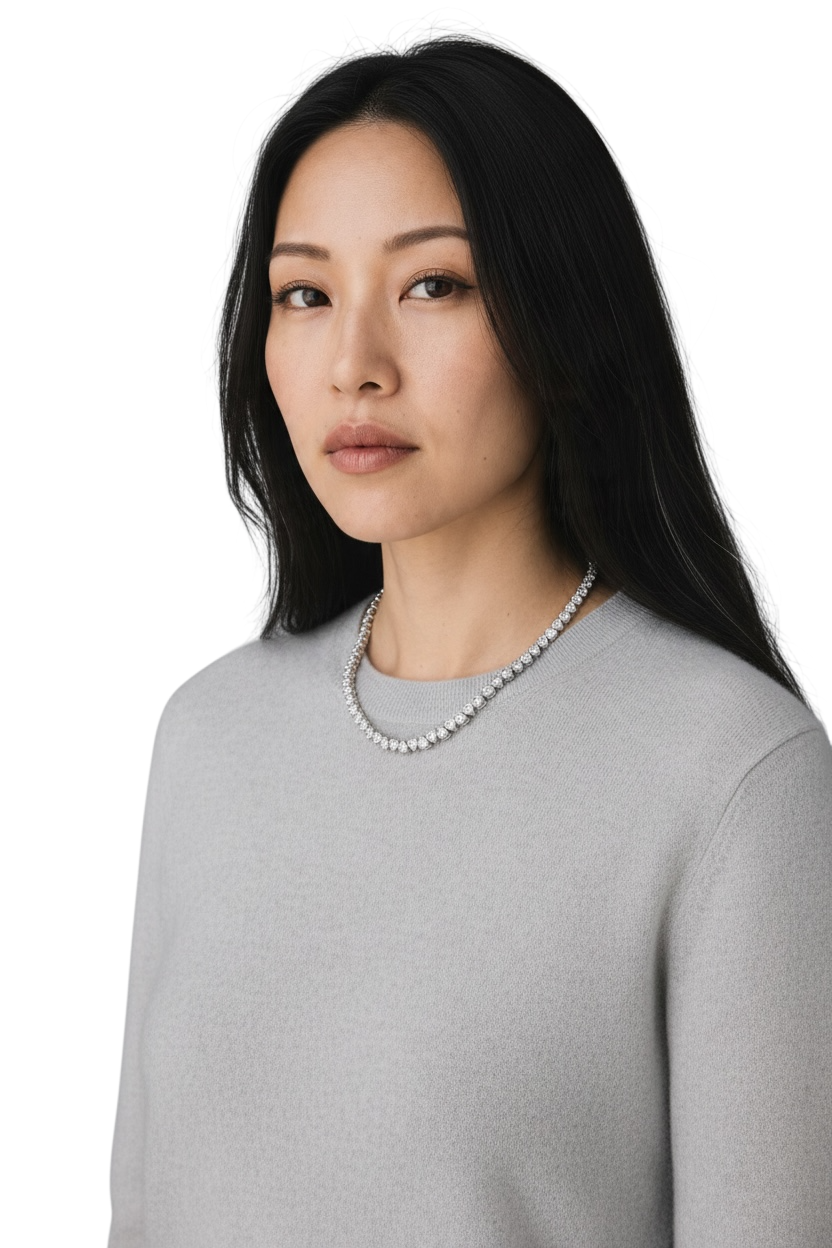 Rainbow Heart bezel link cz tennis link necklace 16 inch Brass