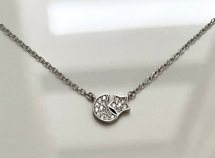 N011 Star and Moon Pave Pendant